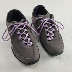 Kuru Chicane Hiking Shoe Womens 7.5 Gray Leather Cushioned Walking Sneaker